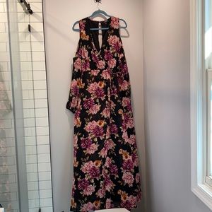 Torrid Full length, cold shoulder, wrap floral dress size 2